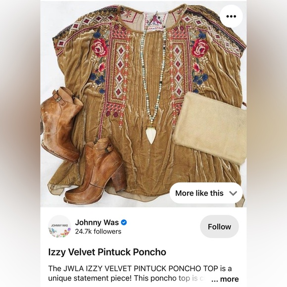 Johnny Was Los Angeles Izzy Pin tuck Poncho Sz XS (oversized to L) - Picture 9 of 9